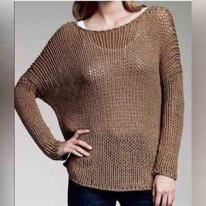 VINCE Wool Brown Chunky Open Knit Sweater Sz M